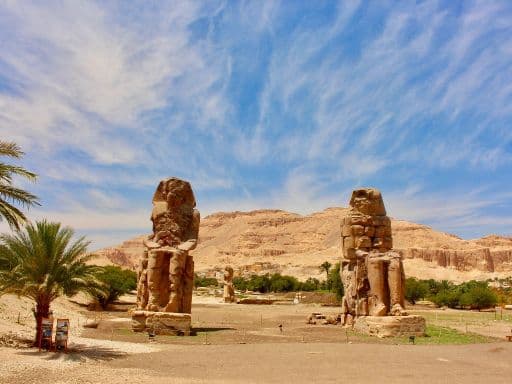 Main view of Colossi of Memnon statues