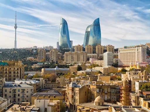 Baku - the capital of Azerbaijan located by the Caspian See shore