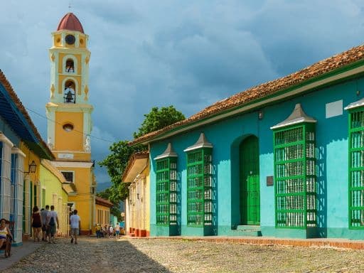The Spanish colonial architecture of the Plaza Mayor in Trinidad