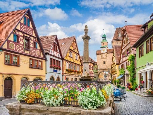 Rothenburg ob der Tauber in summer, Franconia, Bavaria